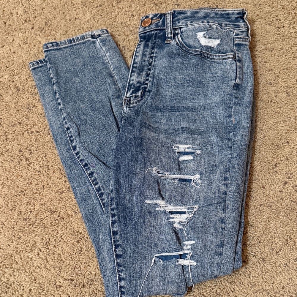 Distressed Blue Jeans